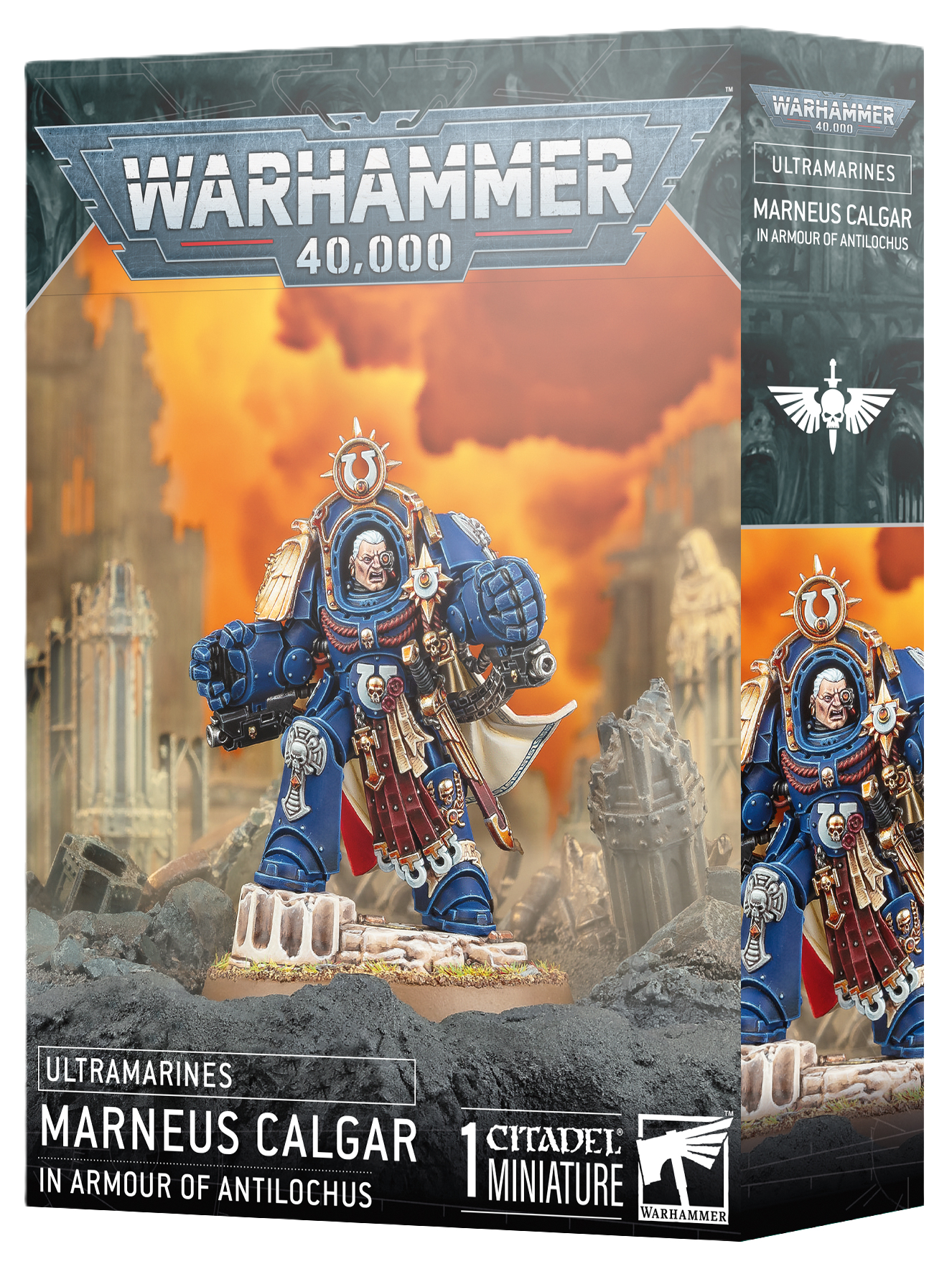 Space Marines - Ultramarines: Marneus Calgar in armour of Antilochus