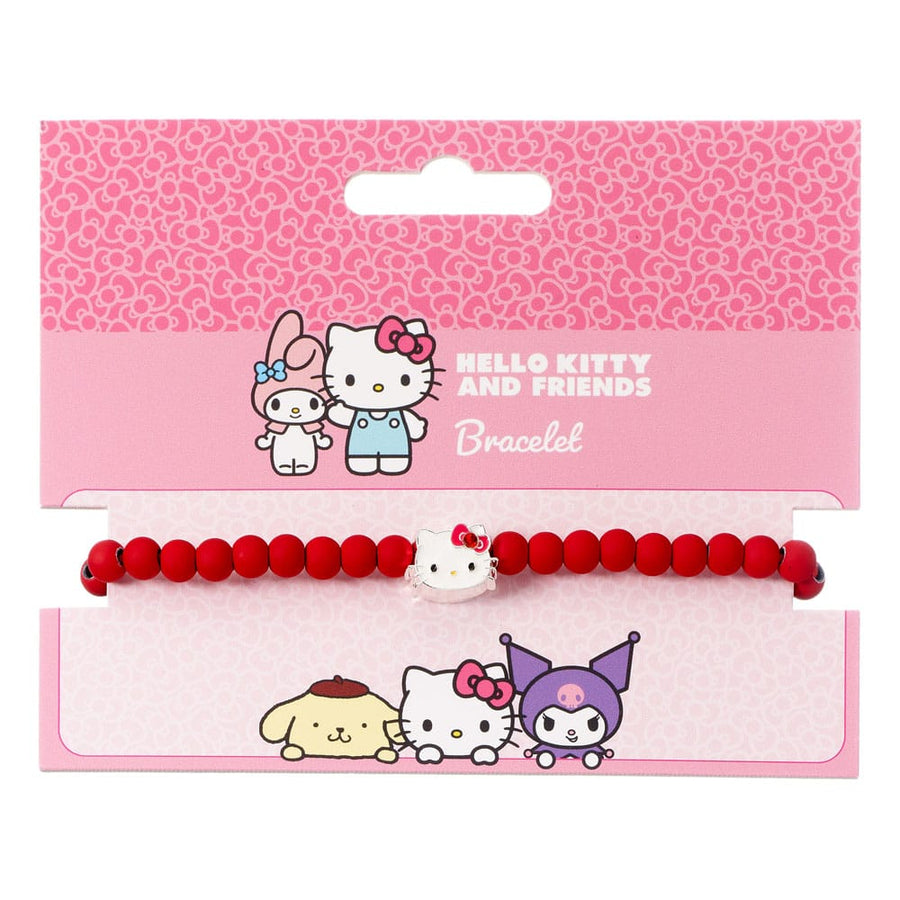 Hello Kitty Bracelet red beads with Hello Kitty Charm 21 cm