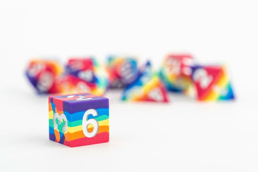 FanRoll Sharp Edge Silicone Dice Set Rainbow (7)