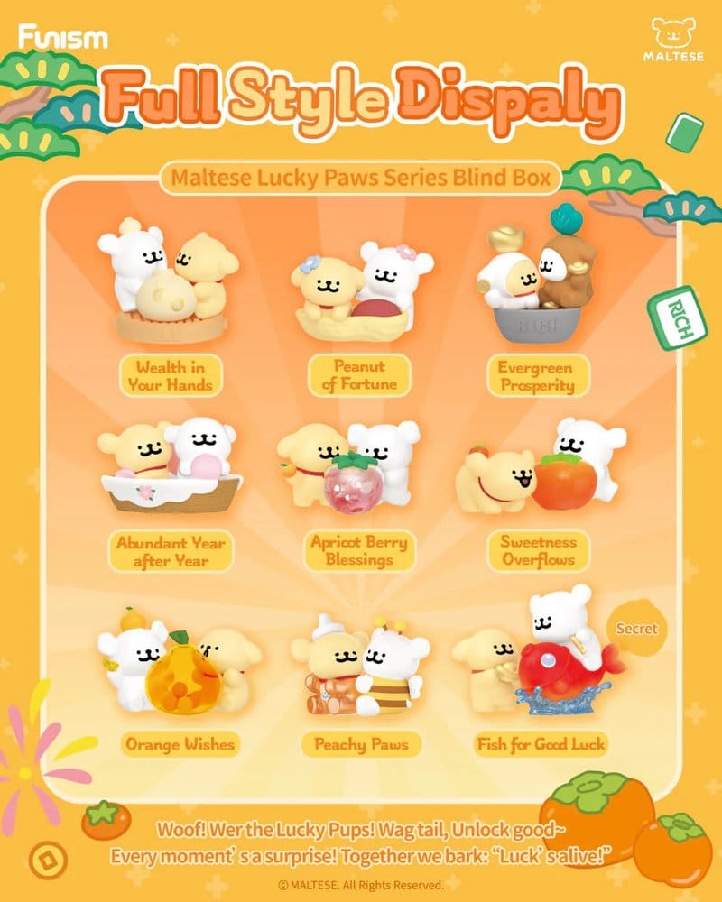 Maltese Blind Box Mini Figures Lucky Paws Series Display (8)