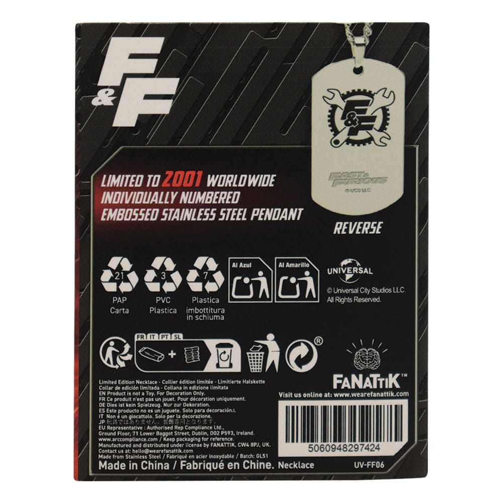 Fast & Furious Dog Tags with ball chain