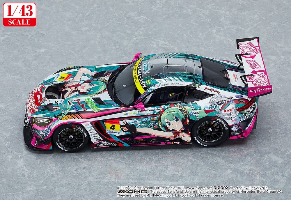Hatsune Miku GT Project Vehicle 1/43 Good Smile Hatsune Miku AMG 2020 SUPER GT Okayama Test Ver. 11 cm