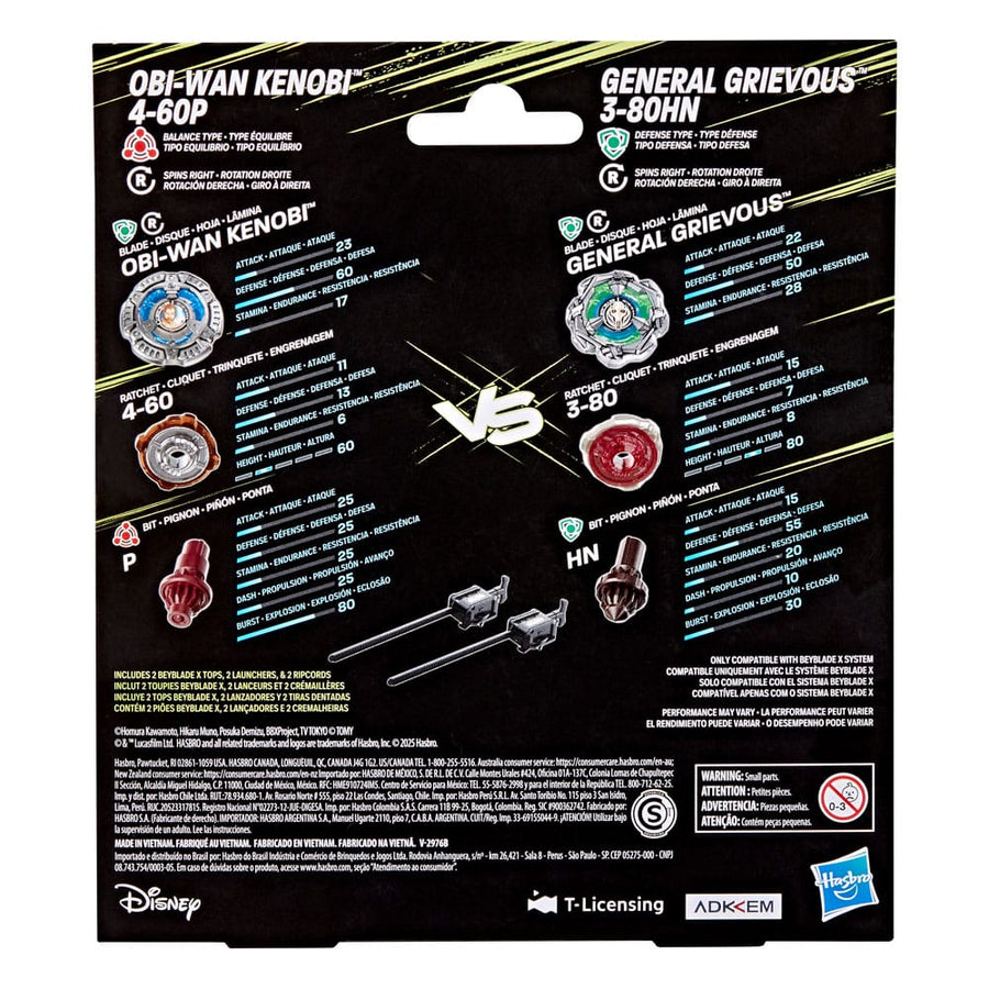 Beyblade X and Star Wars Collab Obi-Wan Kenobi 4-60P vs. General Grievous 3-80HN