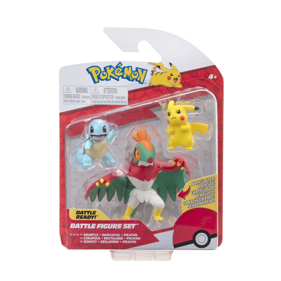Pokémon Select Battle Figure Pikachu, Squirtle, Hawlucha 7,5 cm