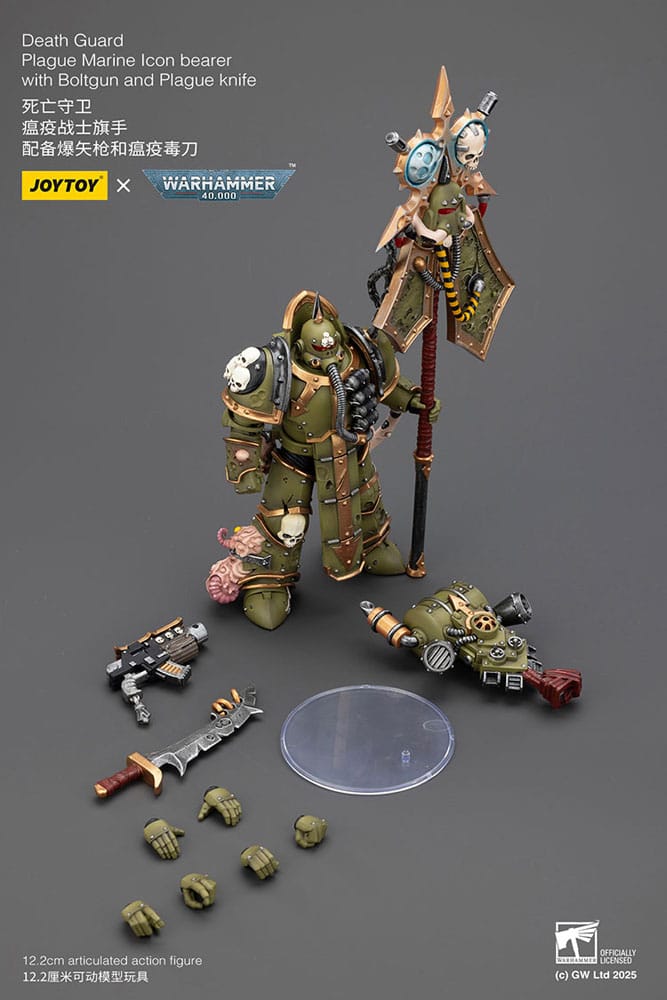 Warhammer 40,000 Action Figure Death Guard Plague Marine Icon bearer with Boltgun and Plague knife 12 cm