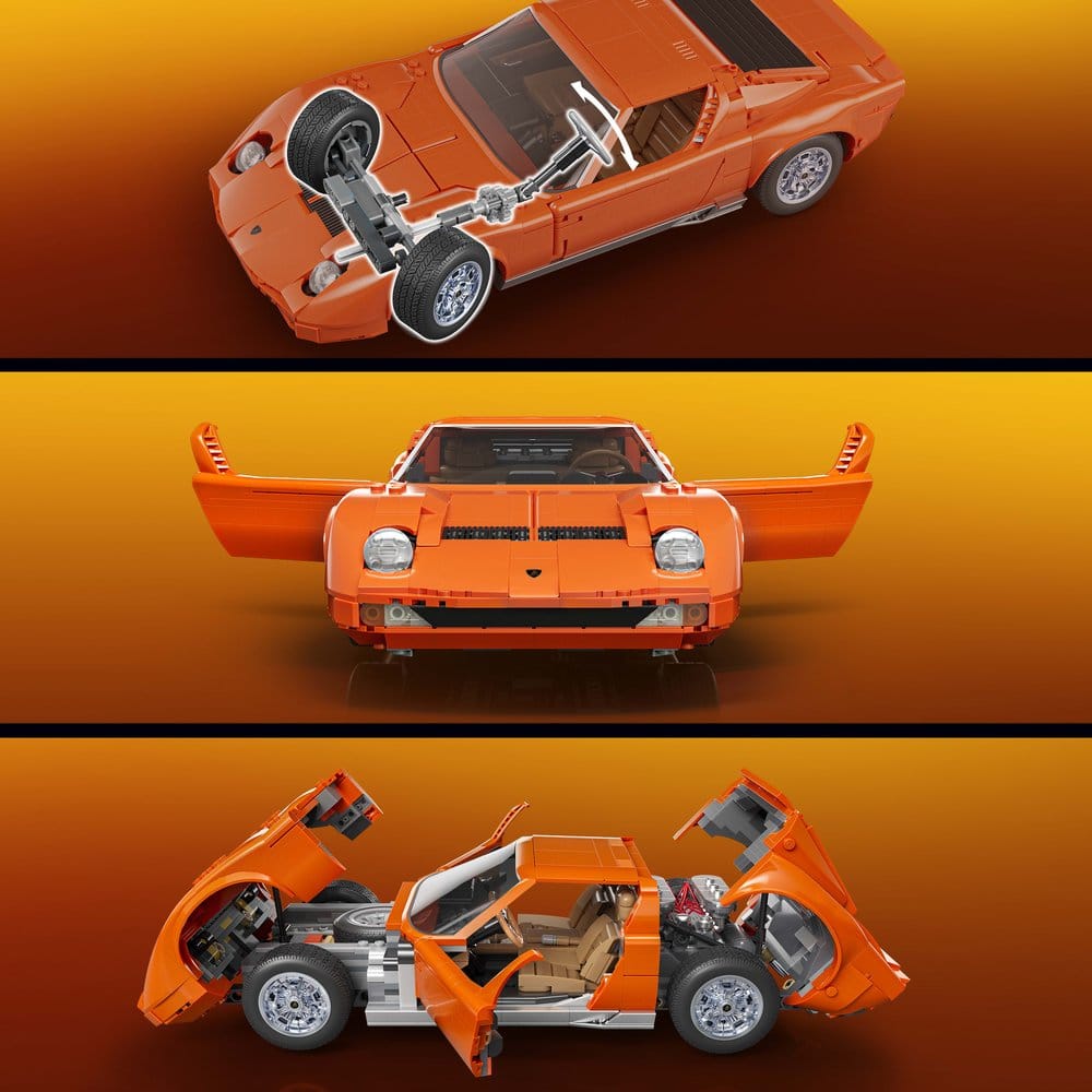 Hot Wheels Premium Mattel Brick Shop Building Set 1/12 Lamborghini Miura P400 SV