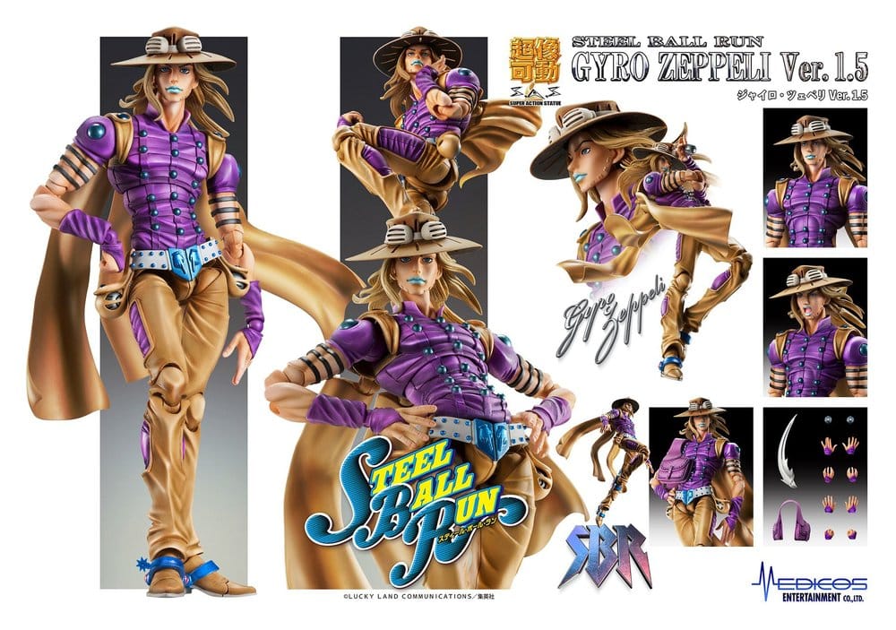 JoJo's Bizarre Adventure Part 7: Steel Ball Run Super Action Action Figure Chozokado Gyro Zeppeli Ver.1.5 16 cm