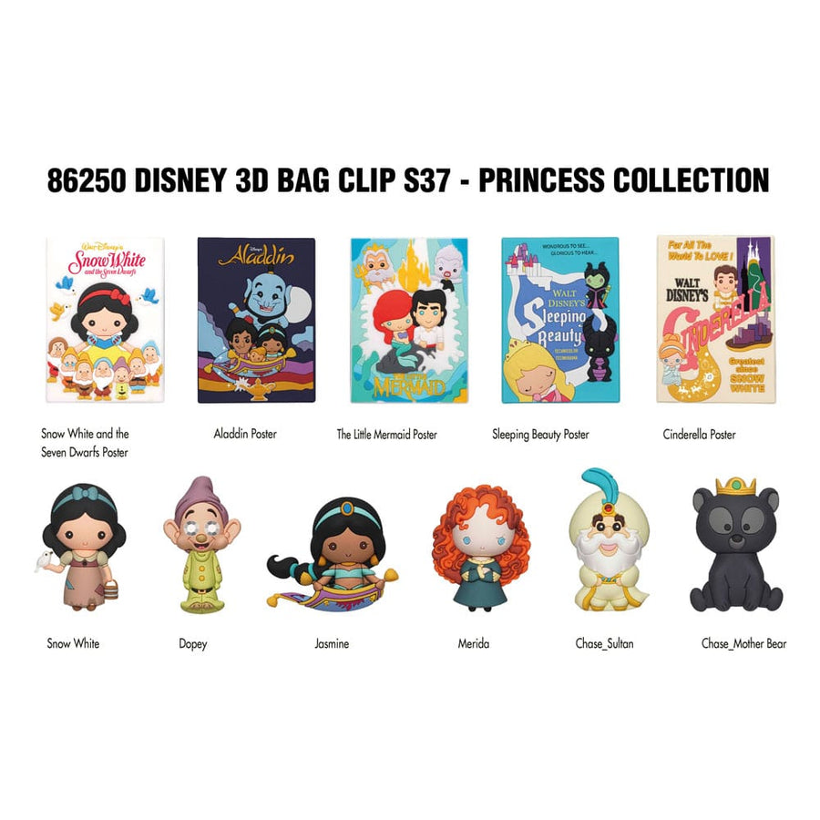 Disney 3D PVC Bag Clips Ultimate Princess Series 37 Display (24)