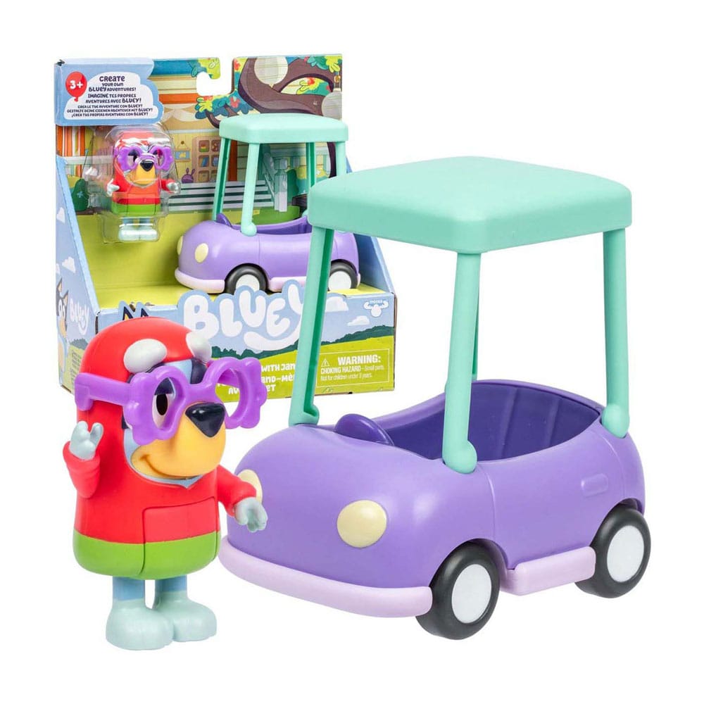 Bluey Mini Figure Playset Janet & Granny Car
