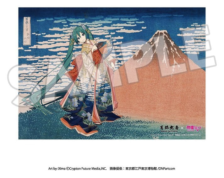 Katsushika Hokusai x Hatsune Miku Acrylic Panel Thirty-six Views of Mount Fuji Fine Wind, Clear Morning 30 cm