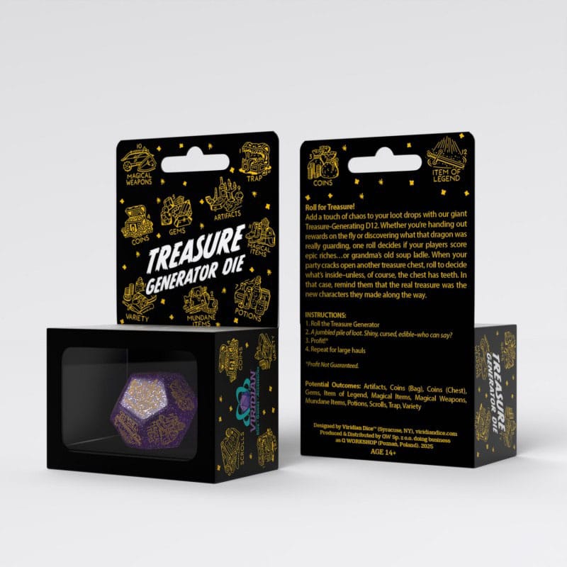 Viridian Jumbo Dice Treasure Generator Die D12 Shimmering Purple
