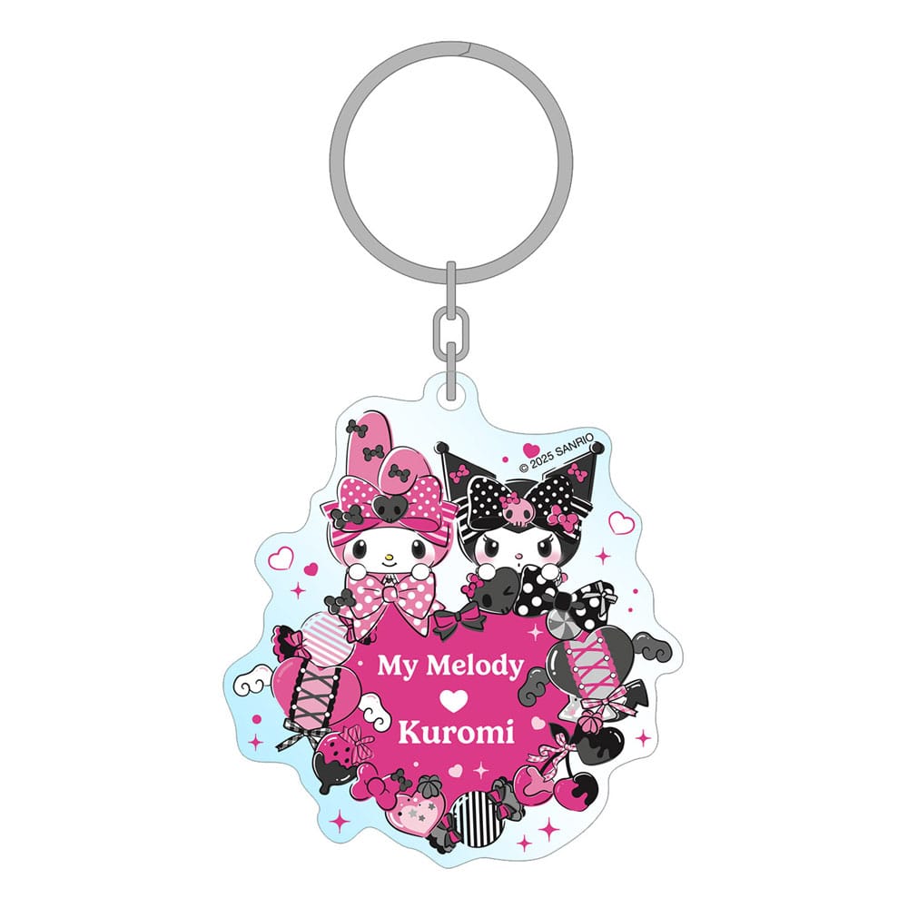 Sanrio Pink Black Party Series Acrylic Keychain My Melody & Kuromi 7 cm