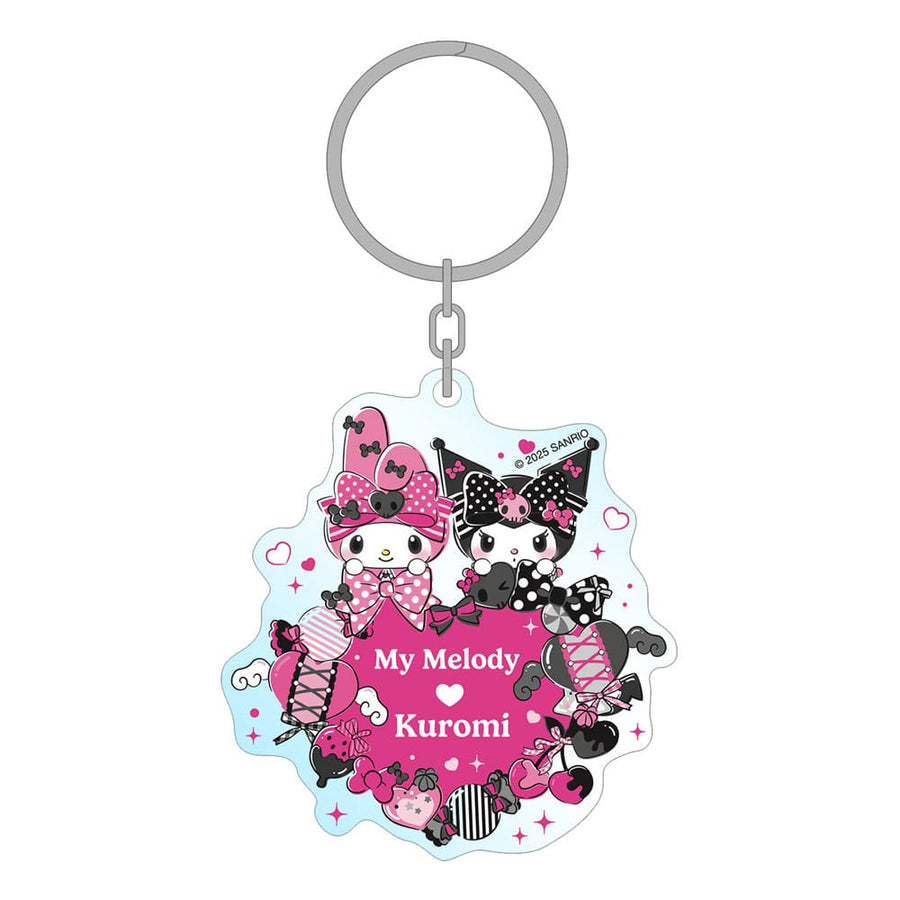 Sanrio Pink Black Party Series Acrylic Keychain My Melody & Kuromi 7 cm