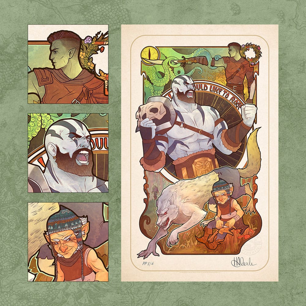 Critical Role Art Print 10th Anniversary Art Nouveau Illustrations 46 x 28 cm - unframed (Set of 8)