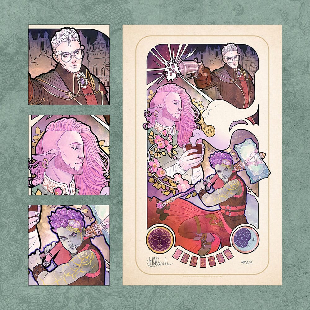 Critical Role Art Print 10th Anniversary Art Nouveau Illustrations 46 x 28 cm - unframed (Set of 8)