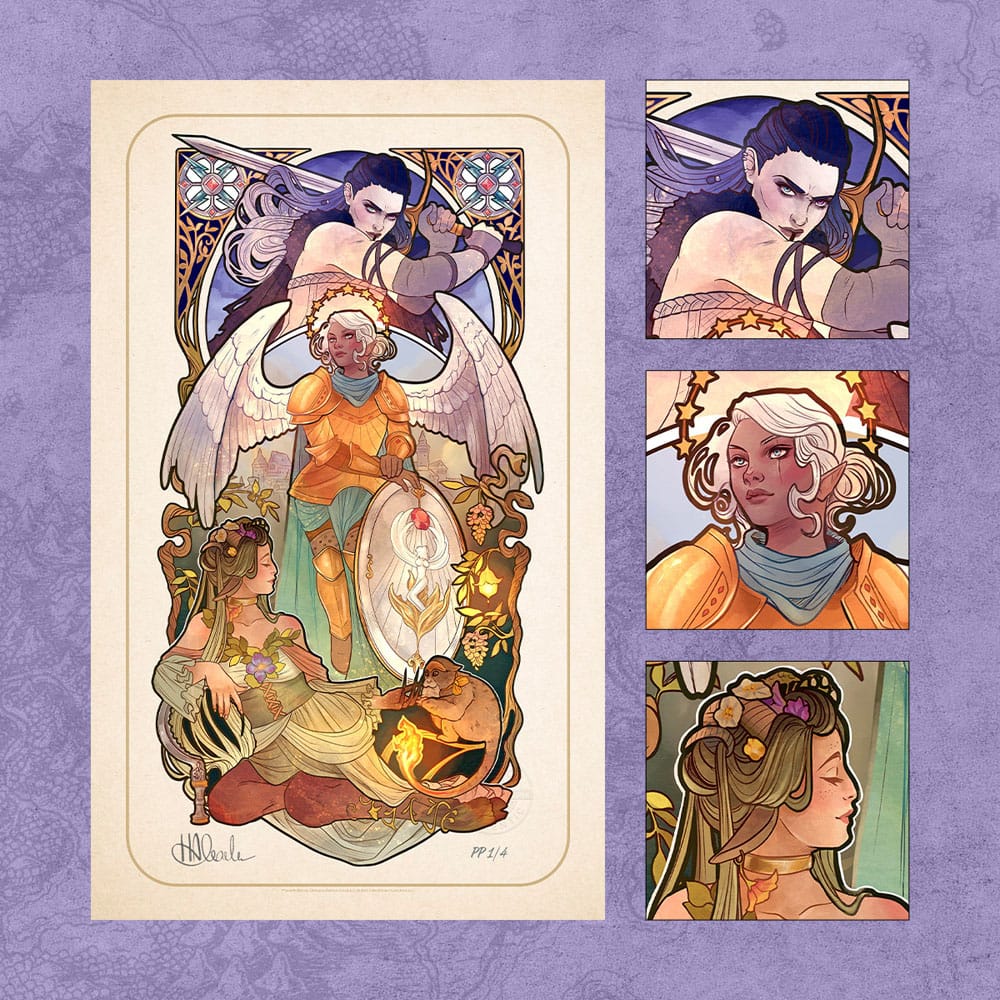 Critical Role Art Print 10th Anniversary Art Nouveau Illustrations 46 x 28 cm - unframed (Set of 8)