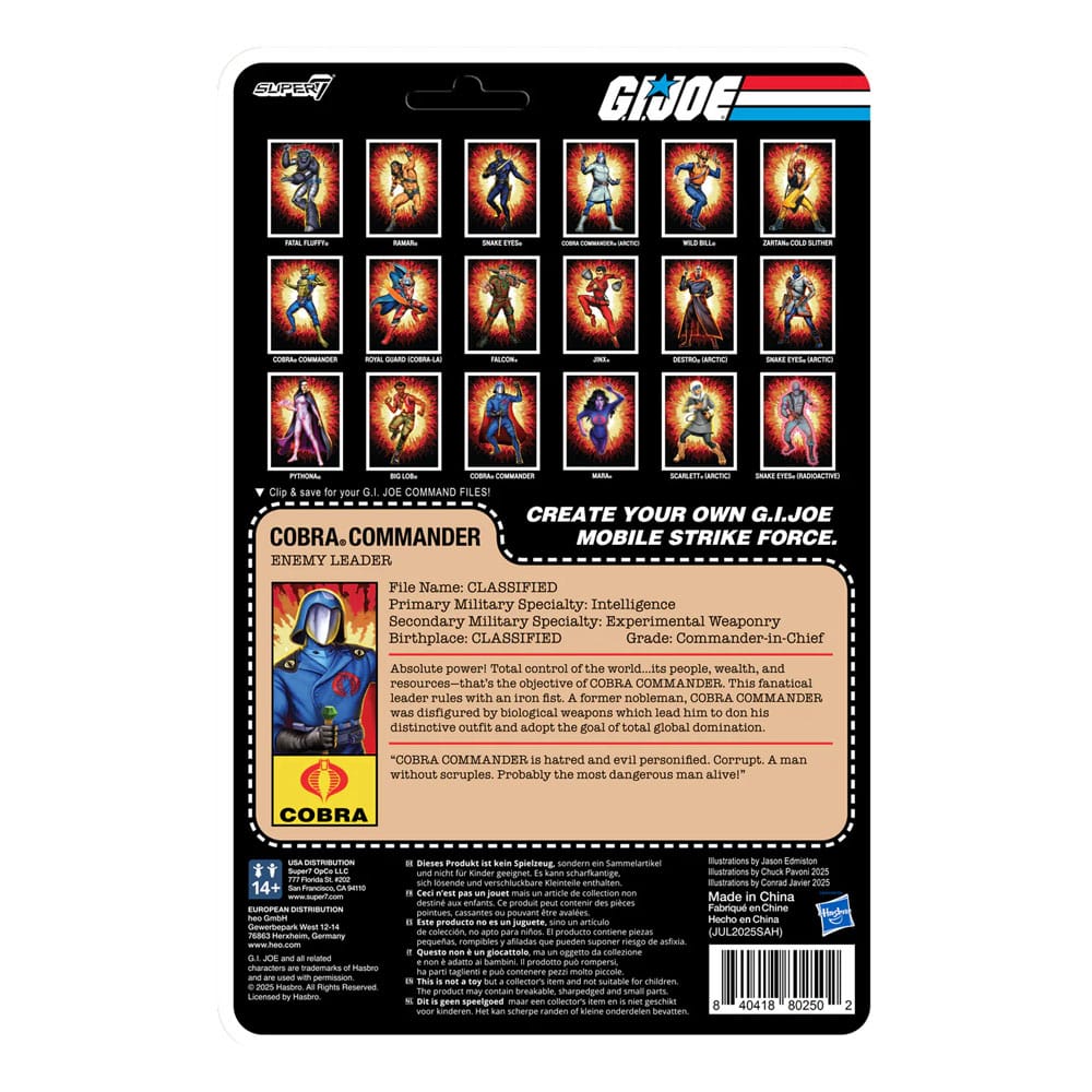 GI Joe ReAction+ Action Figure Wave 06 Cobra Commander (Movie, Black Cape) 10 cm