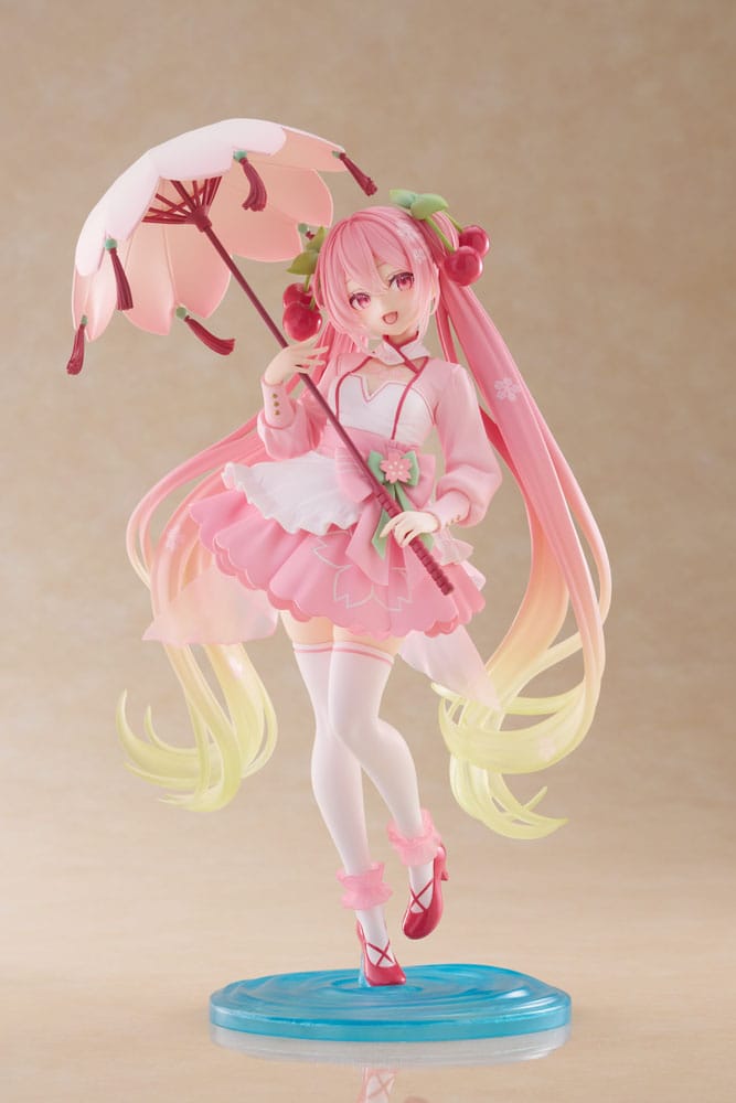 Hatsune Miku AMP PVC Statue Newley Written Sakura Miku Sakura Dress Ver. 21 cm