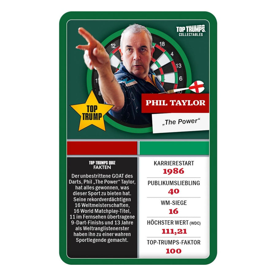 Darts Card Game Top Trumps Collectables Legenden *German Version*