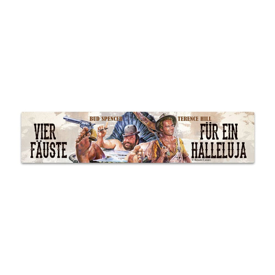 Bud Spencer & Terence Hill Tin Sign with Magnet Vier Fäuste für ein Halleluja 16 x 3,5 cm