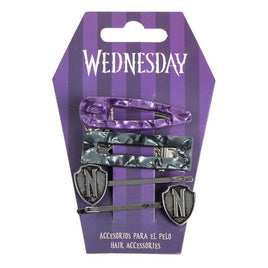 Wednesday Hair Accessories 4 Pack Pruple & Black