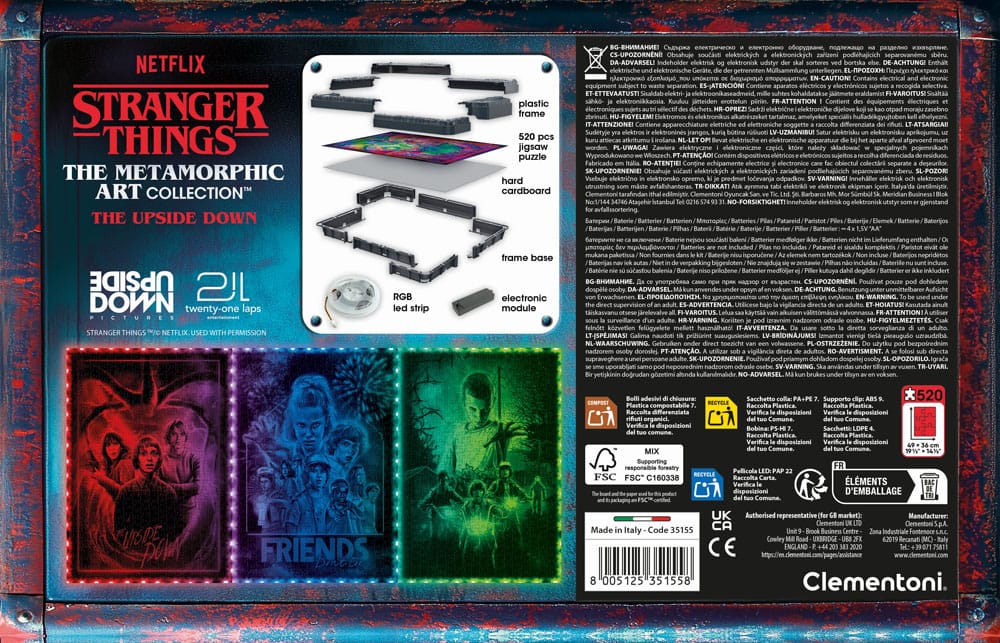 Stranger Things Metamorphic Art Collection Jigsaw Puzzle with Light-Up Effect The Upside (520 pieces)