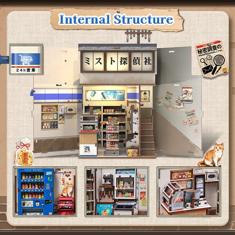 Miniature House Model Kit Beika-cho Convenience Store 22 x 15 cm