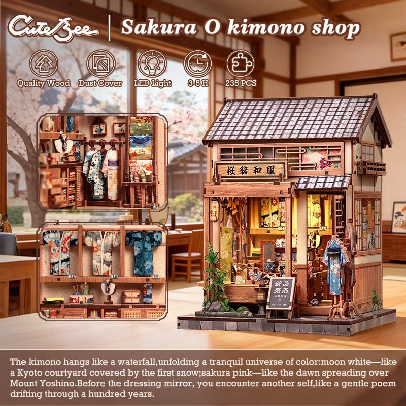 Miniature House Model Kit Sakura O Kimono Shop 19 x 14 cm