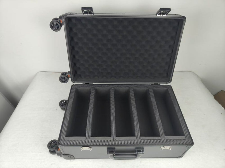 Evoretro Trading Card Luggage Wheeled Case 5-Rows Round Aluminum 56.0 x 35.4 cm