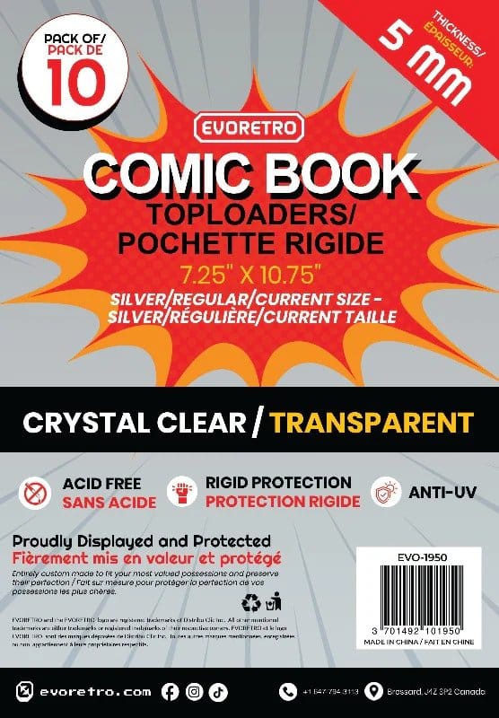 Evoretro Comics Topload Holder 10-Pack Silver