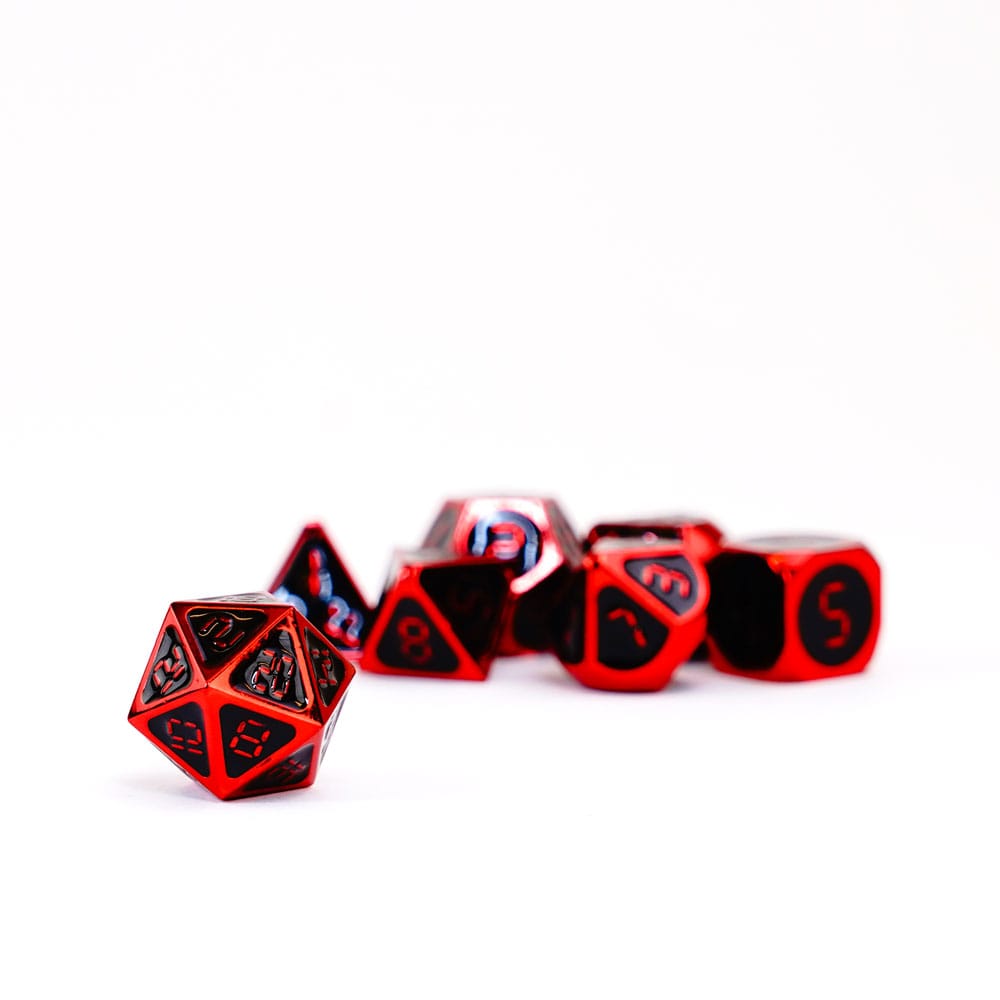 FanRoll  Dice Set Red with Black Enamel (7)