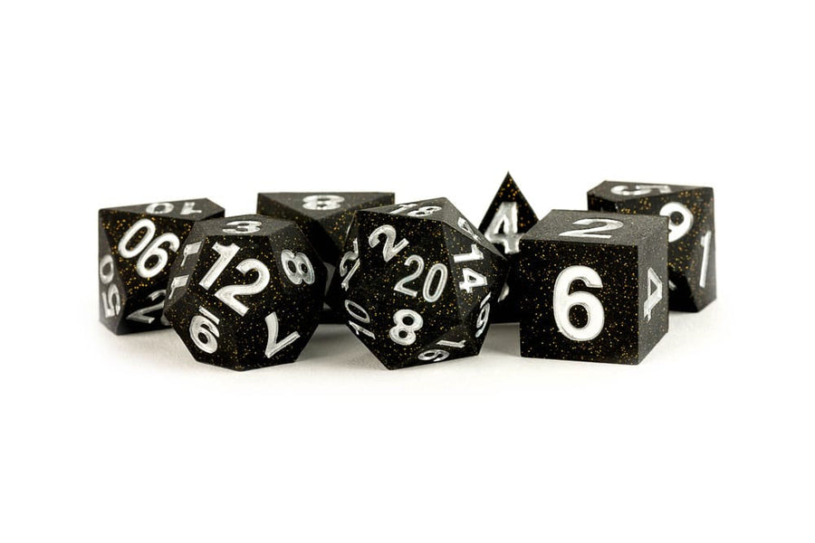 FanRoll Sharp Edge Silicone Dice Set Gold Scatter (7)