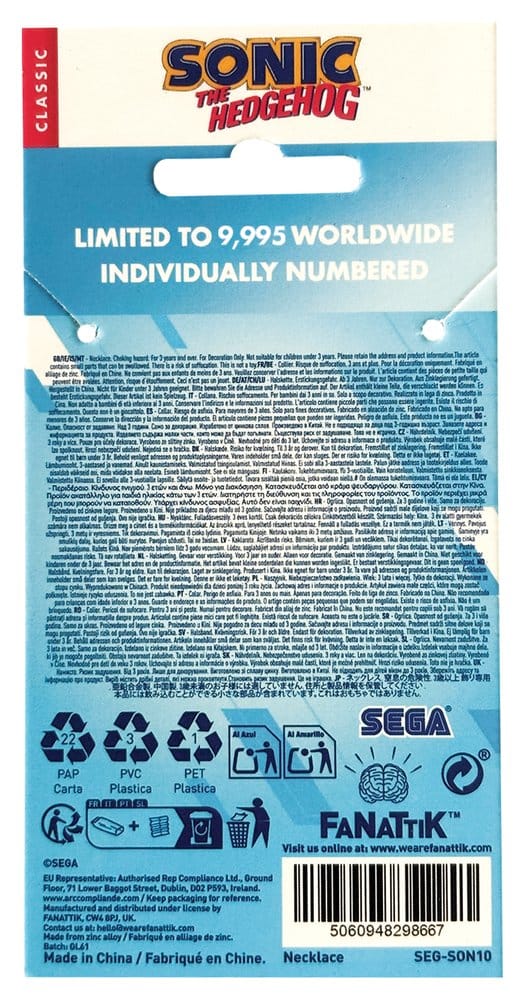 Sonic - The Hedgehog Necklace with Pendant Ring