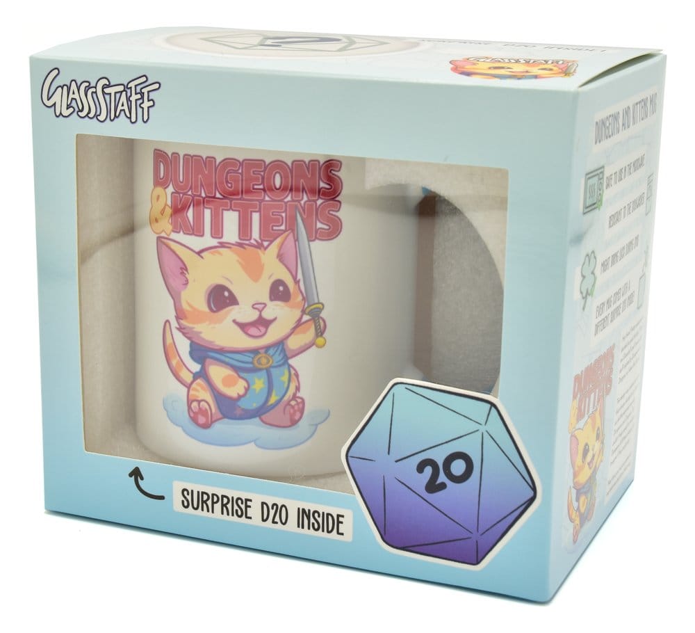 Glassstaff Gift Set Mug & Dice D20 Dungeons & Kittens