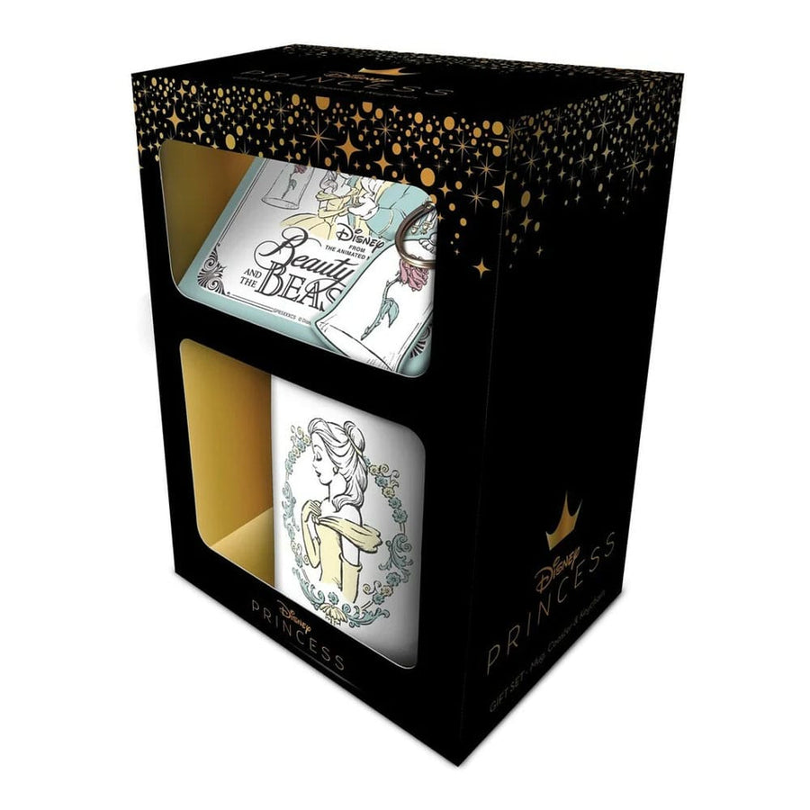 Disney Mug, Coaster and Keychain Set Beauty and the Beast Enchanted