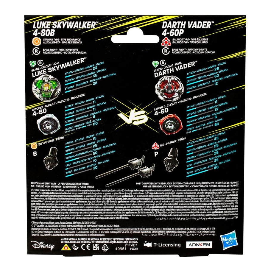 Beyblade X and Star Wars Collab Luke Skywalker 4-80B vs. Darth Vader 4-60B
