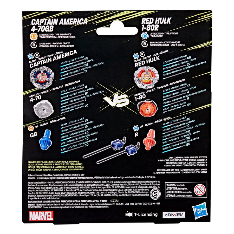 Beyblade X and Marvel Collab Captain America 4-70GB vs. Red Hulk 1-80R