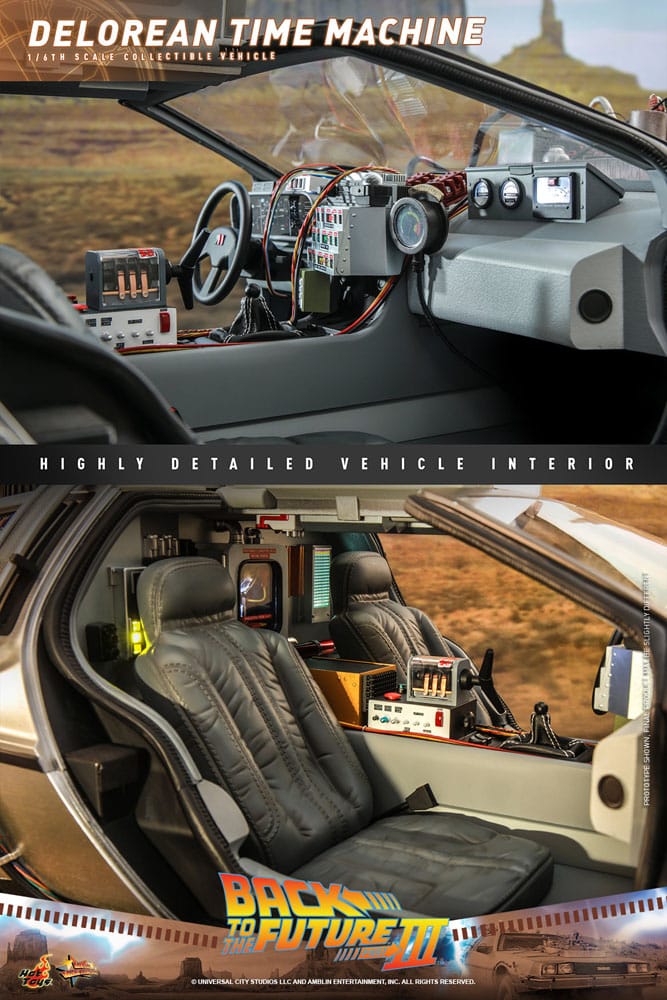 Back to the Future III Movie Masterpiece Vehicle 1/6 DeLorean Time Machine 72 cm