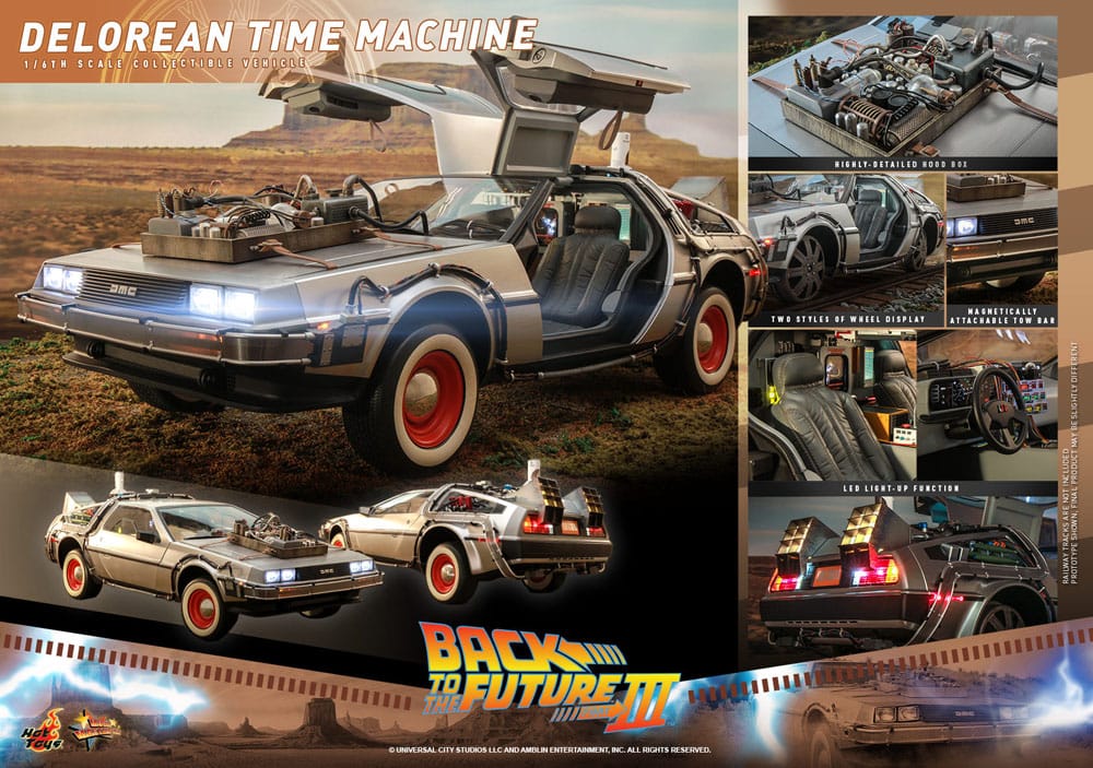 Back to the Future III Movie Masterpiece Vehicle 1/6 DeLorean Time Machine 72 cm