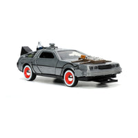 Back to the Future III Hollywood Rides Diecast Model 1/32 DeLorean Time Machine Free Rolling