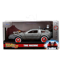 Back to the Future III Hollywood Rides Diecast Model 1/32 DeLorean Time Machine Free Rolling