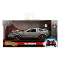 Back to the Future III Hollywood Rides Diecast Model 1/32 DeLorean Time Machine Railroad Wheels