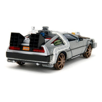 Back to the Future III Hollywood Rides Diecast Model 1/24 DeLorean Time Machine Railroad Wheels