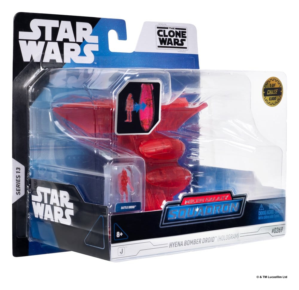 Star Wars Medium Vehicle & Figure set Hyena Vulture Bomber (Red Hologram) & Battle Droid (Chase)