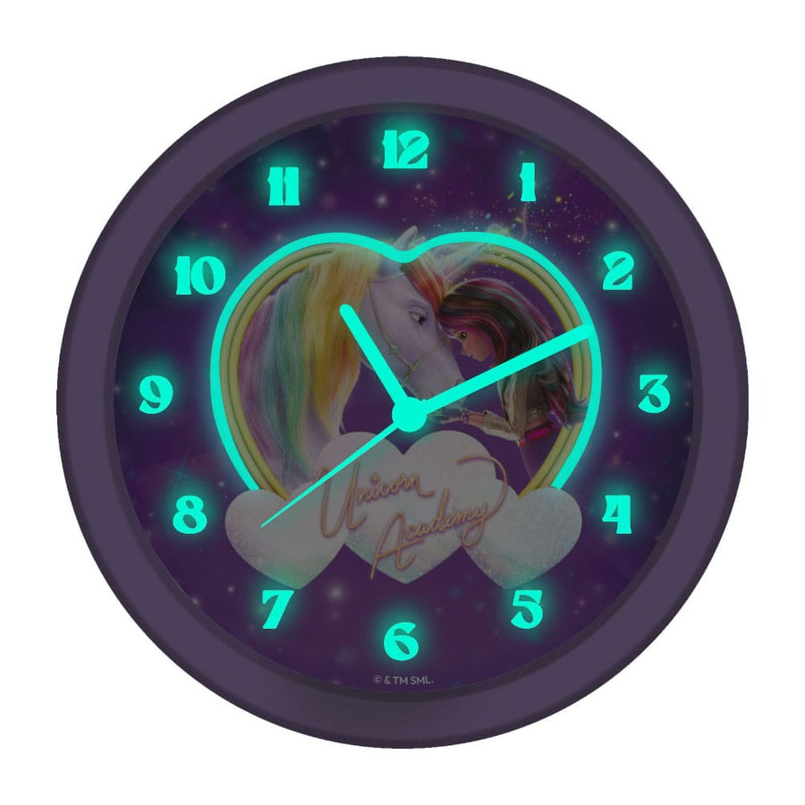 Unicorn Academy Wall Clock Glow in the Dark