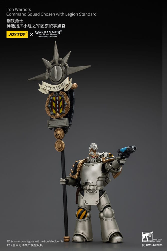 Warhammer The Horus Heresy Action Figure 1/18 lron Warriors Command Squad Chosen with Legion Standard 12 cm