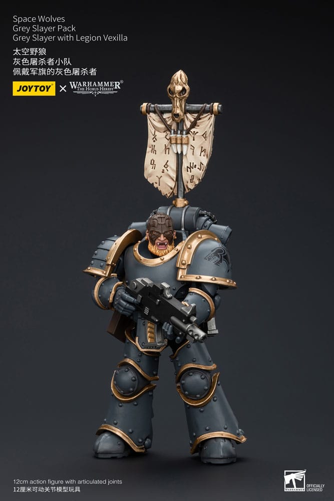 Warhammer The Horus Heresy - Action Figure 1/18 - Space Wolves Grey Slayer Pack Grey Slayer With Legion Vexilla