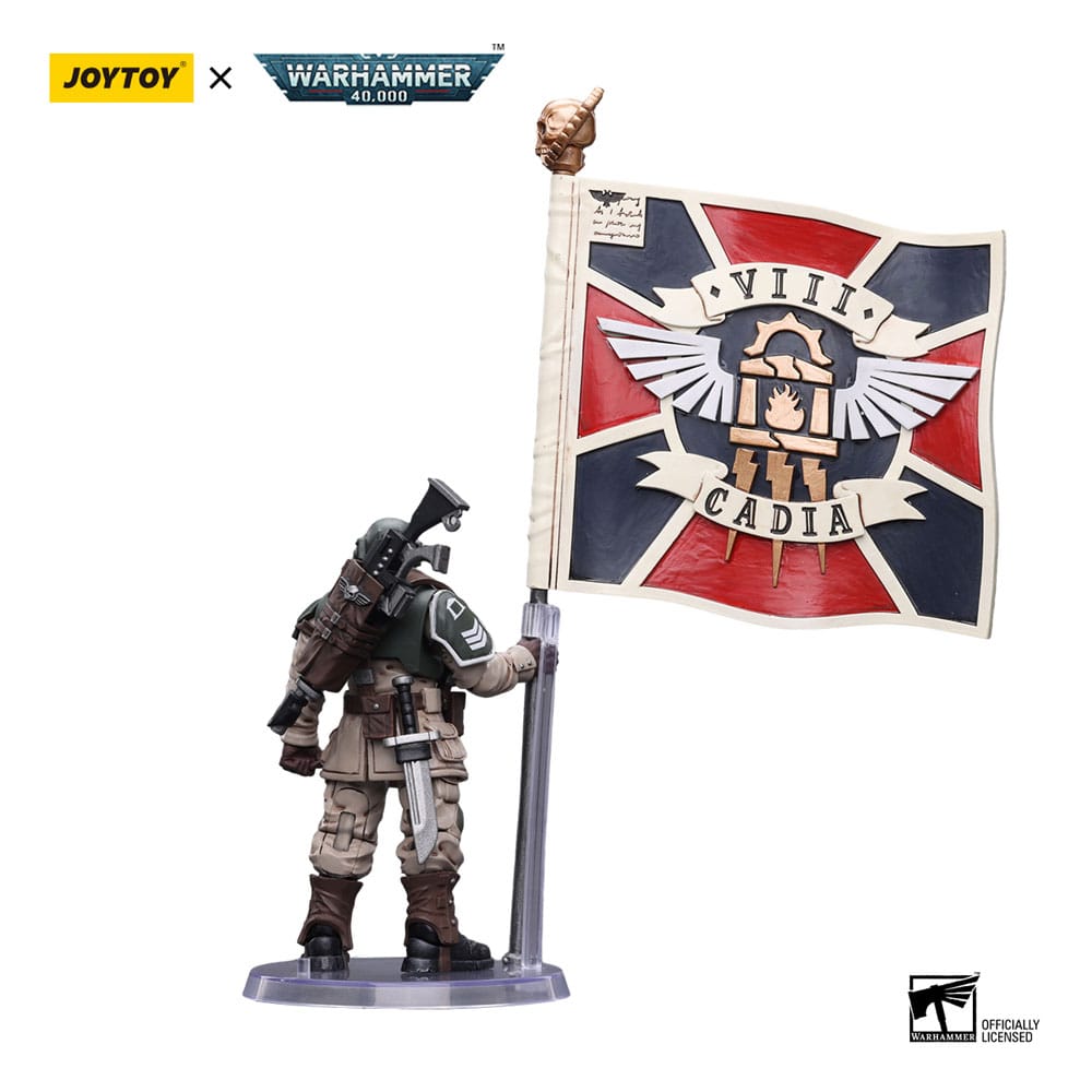 Warhammer 40K Action Figure 1/18 - Astra Militarum Cadian Command Squad Veteran with Regimental Standard
