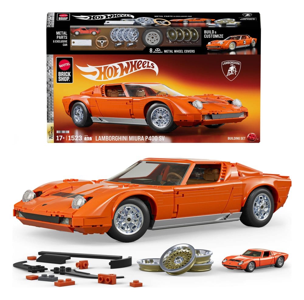 Hot Wheels Premium Mattel Brick Shop Building Set 1/12 Lamborghini Miura P400 SV