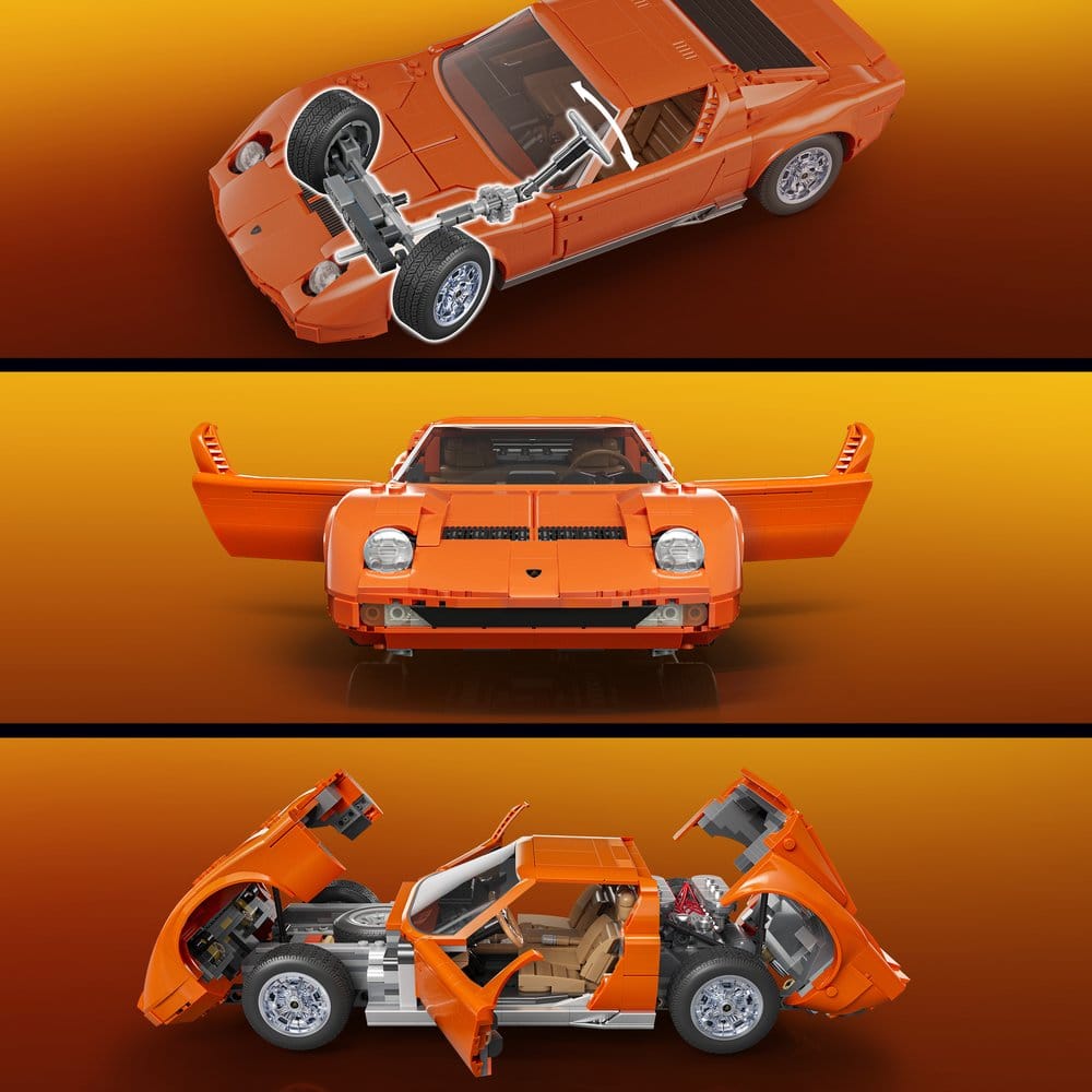 Hot Wheels Premium Mattel Brick Shop Building Set 1/12 Lamborghini Miura P400 SV